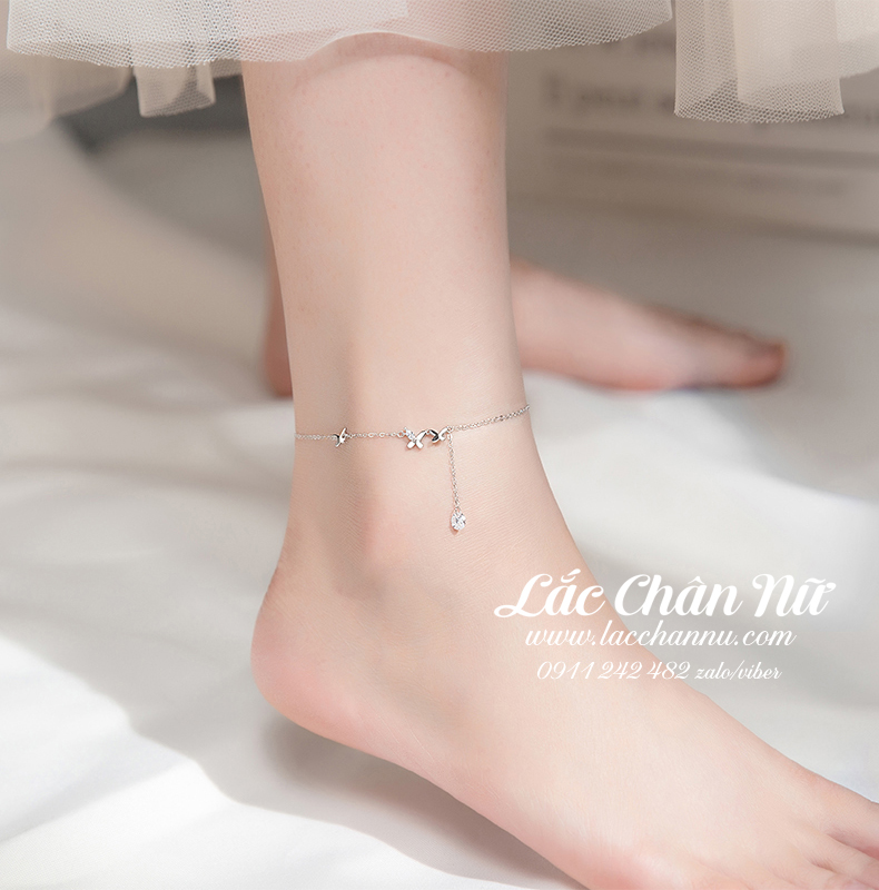 Lắc chân bạc nữ hình bướm dễ thương LCBN219