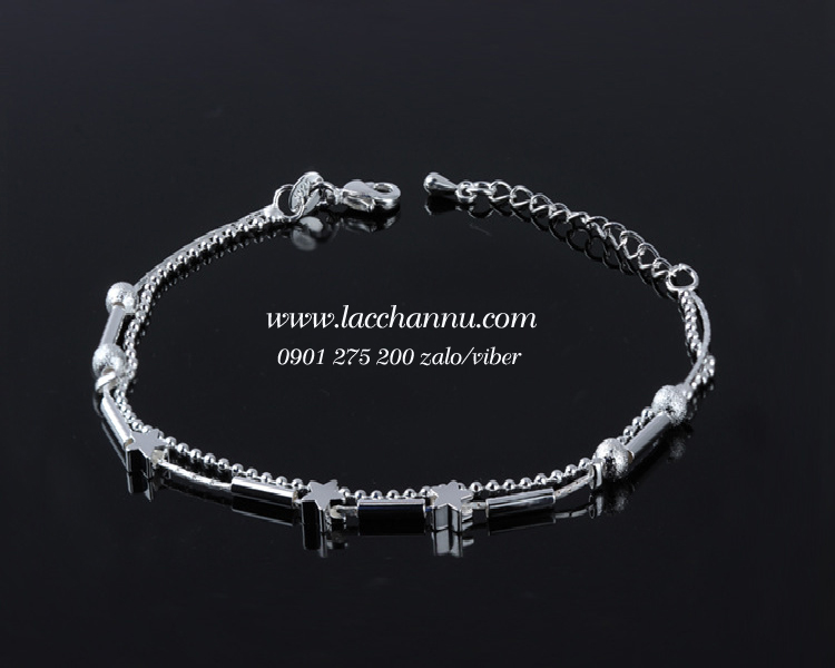 Lắc chân bạc và hợp kim dây đôi cá tính LCNU02