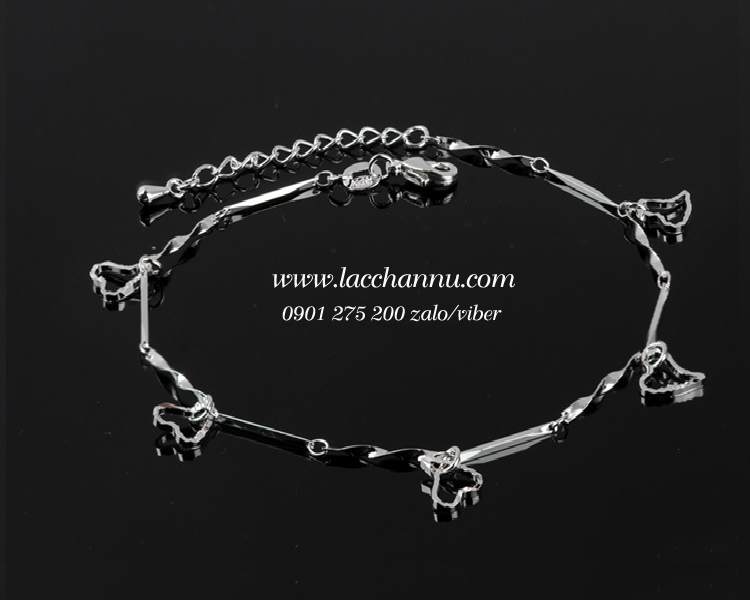 Lắc chân bạc và hợp kim dây đơn trái tim cá tính LCNU04
