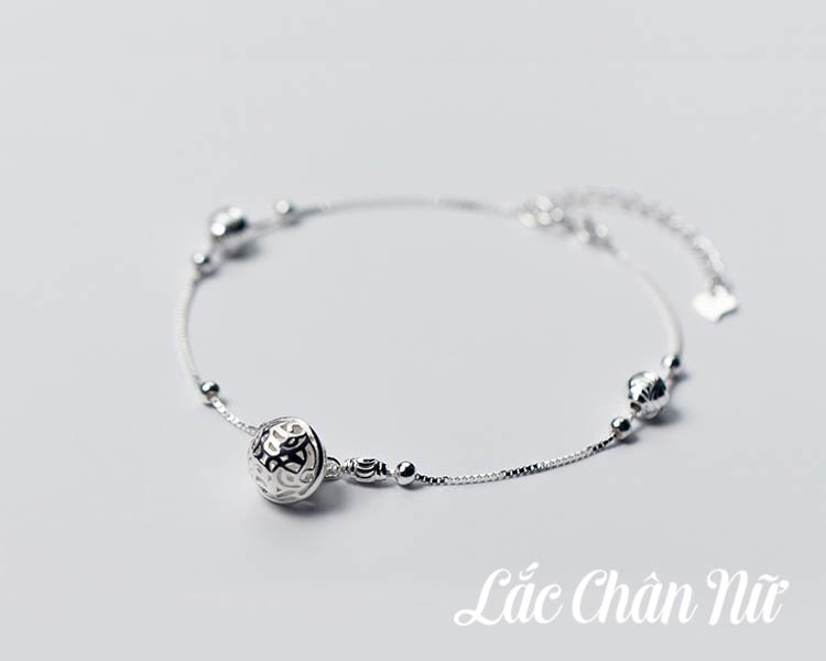 Lắc chân bạc nữ hình quả châu cá tính LCBN171