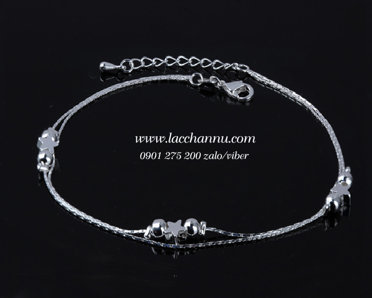 Lắc chân bạc và hợp kim dây đôi ngôi sao đơn giản LCNU05