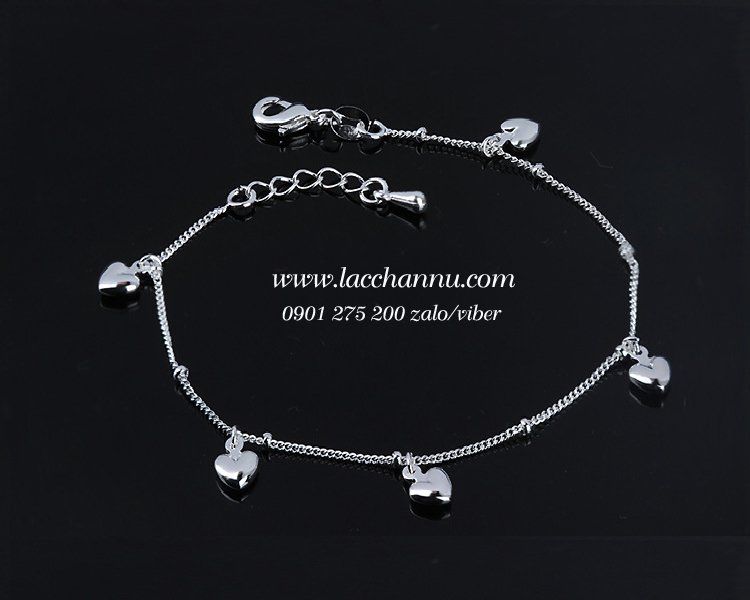 Lắc chân bạc và hợp kim dây đơn hình trái tim LCNU08